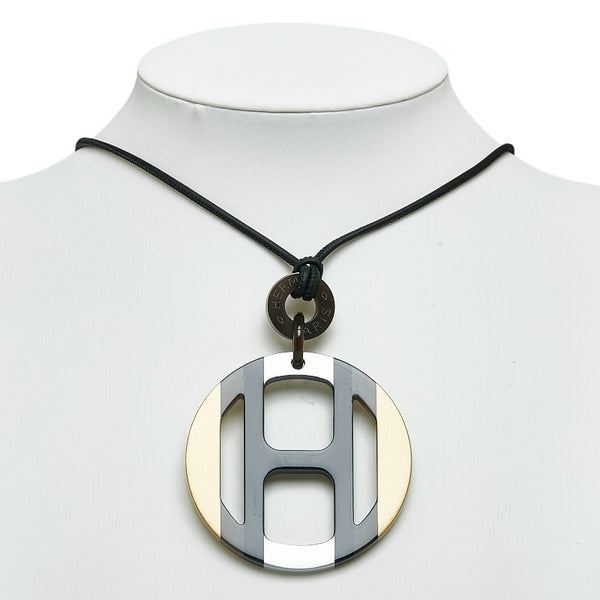 エルメス ホーンネックレス Hエキップ ネックレス ブラック マルチカラー バッファローホーン レディース HERMES 【中古】