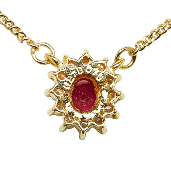 K18YG イエローゴールド ルビー0.27ct ダイヤ0.10ct ネックレス レディース 【中古】
