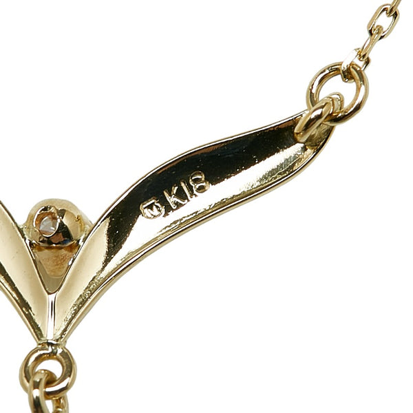 ミキモト K18YG イエローゴールド アコヤパール7.5mm ダイヤ ネックレス レディース MIKIMOTO 【中古】