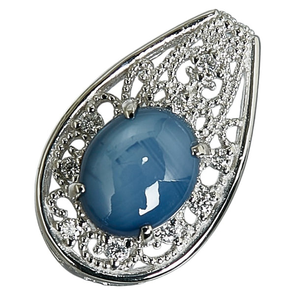 Pt900 プラチナ スターサファイア2.07ct ダイヤ0.08ct ドロップ ペンダントトップ レディース 【中古】