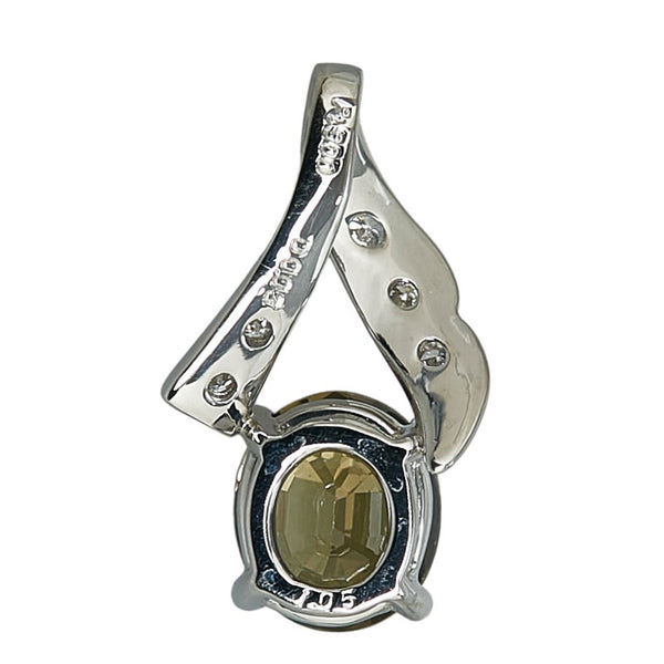Pt900 プラチナ サファイア1.05ct ダイヤ0.03ct ブラウン ペンダントトップ レディース 【中古】