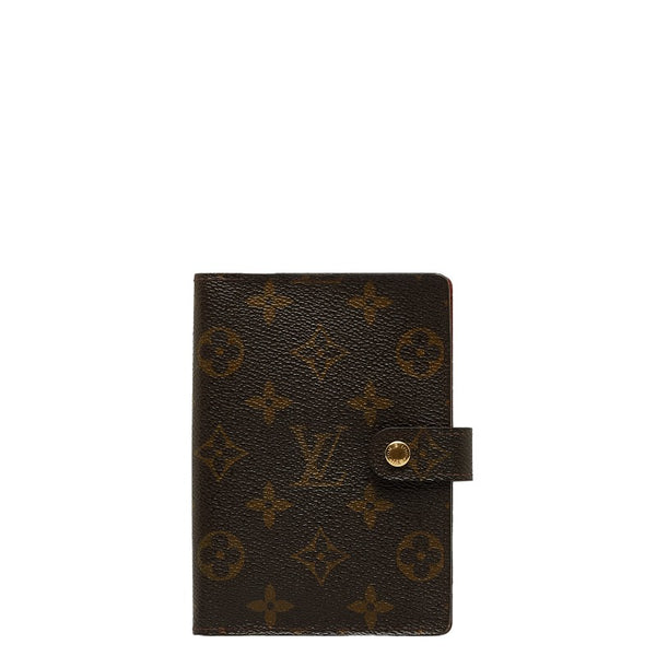 ルイ ヴィトン モノグラム アジェンダPM 6穴 手帳カバー R20005 ブラウン PVC レザー レディース LOUIS VUITTON 【中古】