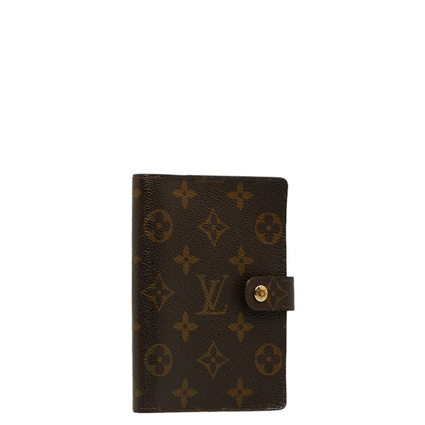 ルイ ヴィトン モノグラム アジェンダPM 6穴 手帳カバー R20005 ブラウン PVC レザー レディース LOUIS VUITTON 【中古】