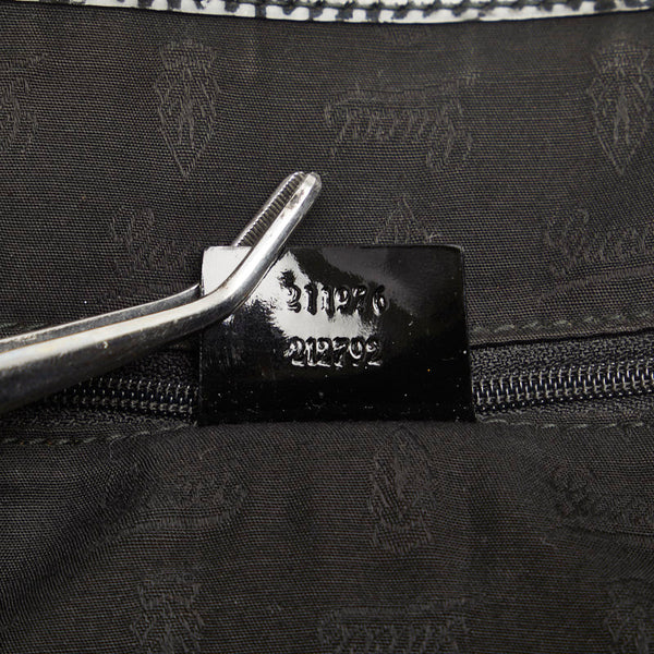 グッチ GGキャンバス  ハンドバッグ トートバッグ 211976 ベージュ ブラック キャンバス エナメル レディース GUCCI 【中古】