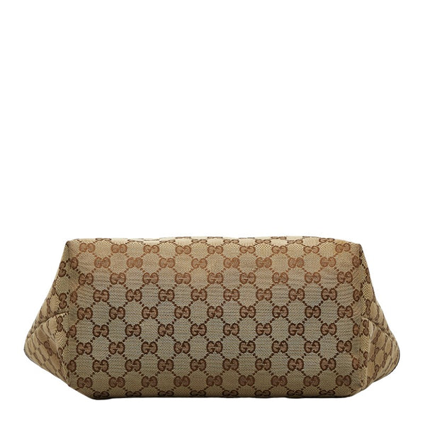 グッチ GGキャンバス  ハンドバッグ トートバッグ 211976 ベージュ ブラック キャンバス エナメル レディース GUCCI 【中古】