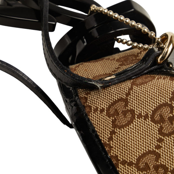 グッチ GGキャンバス  ハンドバッグ トートバッグ 211976 ベージュ ブラック キャンバス エナメル レディース GUCCI 【中古】