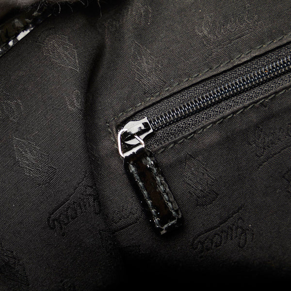 グッチ GGキャンバス  ハンドバッグ トートバッグ 211976 ベージュ ブラック キャンバス エナメル レディース GUCCI 【中古】