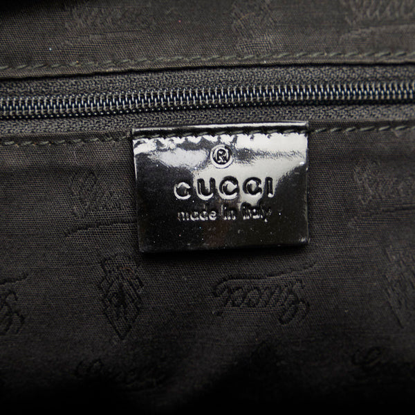 グッチ GGキャンバス  ハンドバッグ トートバッグ 211976 ベージュ ブラック キャンバス エナメル レディース GUCCI 【中古】