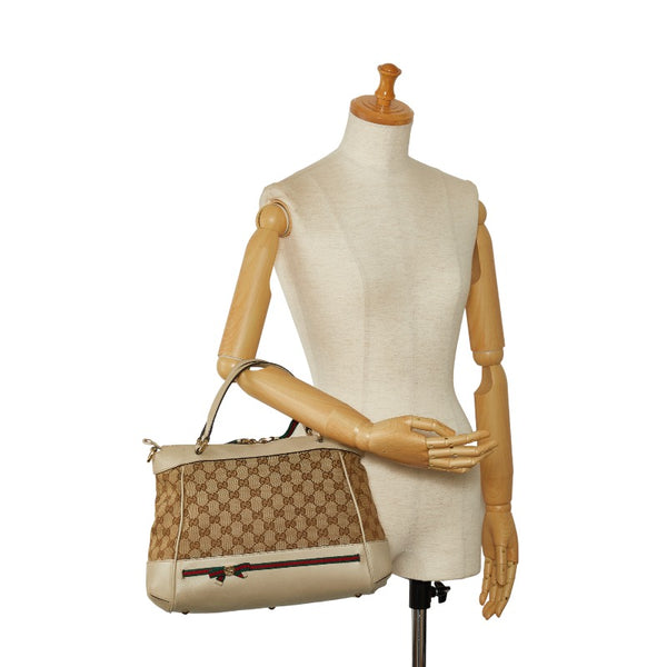 グッチ GGキャンバス シェリーライン ハンドバッグ 269894 ベージュ マルチカラー キャンバス レザー レディース GUCCI 【中古】