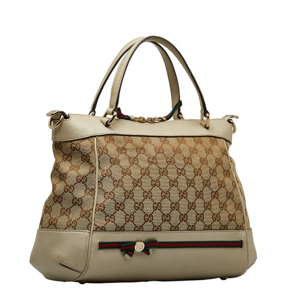 グッチ GGキャンバス シェリーライン ハンドバッグ 269894 ベージュ マルチカラー キャンバス レザー レディース GUCCI 【中古】