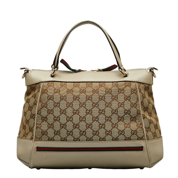 グッチ GGキャンバス シェリーライン ハンドバッグ 269894 ベージュ マルチカラー キャンバス レザー レディース GUCCI 【中古】