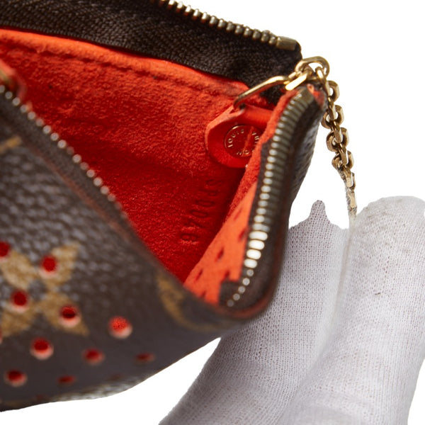 ルイ ヴィトン モノグラム ペルフォ ポシェット クレ コインケース M95222 ブラウン オランジュ PVC レザー レディース LOUIS VUITTON 【中古】