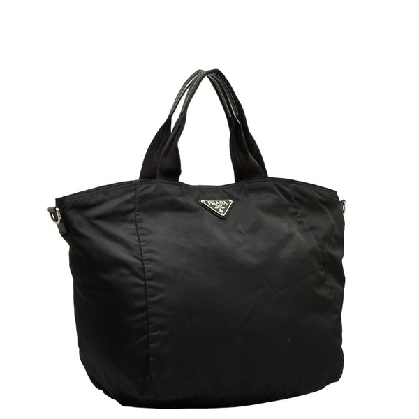 プラダ 三角ロゴプレート ハンドバッグ ショルダーバッグ 2WAY BR4051 ブラック ナイロン レザー レディース PRADA 【中古】