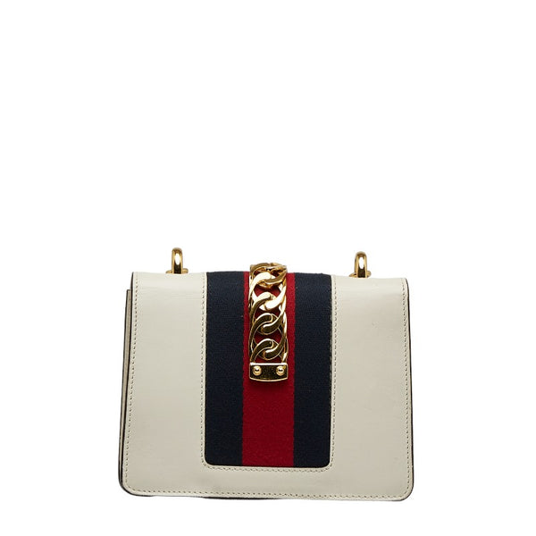 グッチ シルヴィ スモール シェリーライン 斜め掛け チェーン ショルダーバッグ  431666 ホワイト マルチカラー レザー レディース GUCCI 【中古】