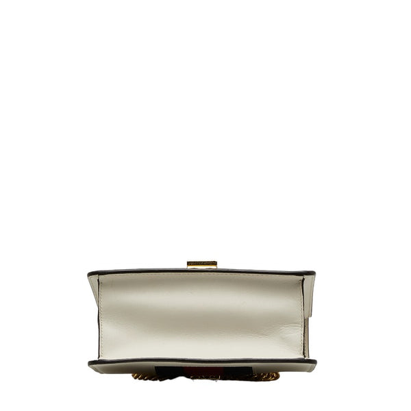 グッチ シルヴィ スモール シェリーライン 斜め掛け チェーン ショルダーバッグ  431666 ホワイト マルチカラー レザー レディース GUCCI 【中古】