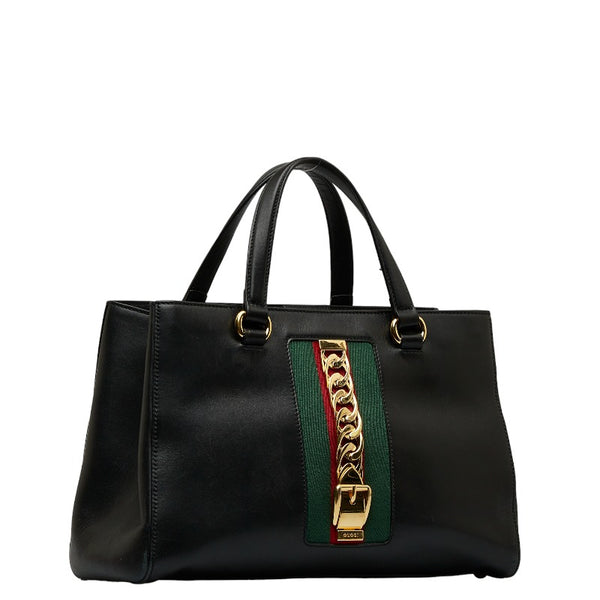 グッチ シルヴィ シェリーライン ハンドバッグ ショルダーバッグ 2WAY 453790 ブラック マルチカラー レザー キャンバス レディース GUCCI 【中古】