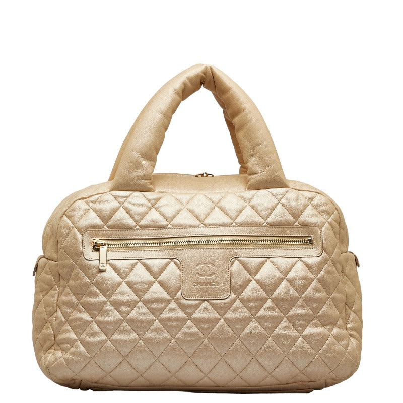 シャネル コココクーン キルティング ボストンバッグ ハンドバッグ シャンパンゴールド レザー レディース CHANEL 【中古】