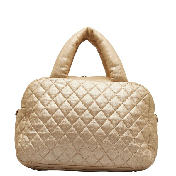 シャネル コココクーン キルティング ボストンバッグ ハンドバッグ シャンパンゴールド レザー レディース CHANEL 【中古】