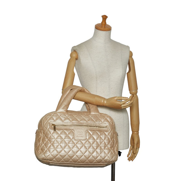 シャネル コココクーン キルティング ボストンバッグ ハンドバッグ シャンパンゴールド レザー レディース CHANEL 【中古】