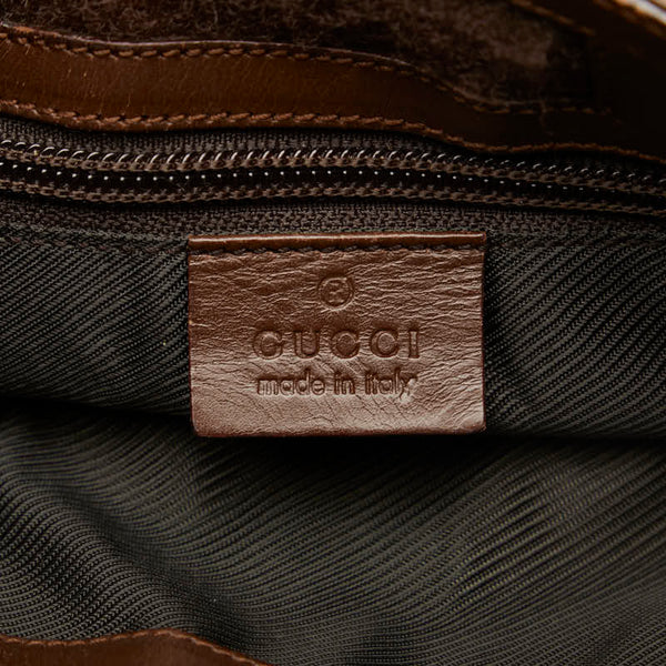 グッチ GGキャンバス 斜め掛け ショルダーバッグ 27639 ベージュ ブラウン キャンバス レザー レディース GUCCI 【中古】