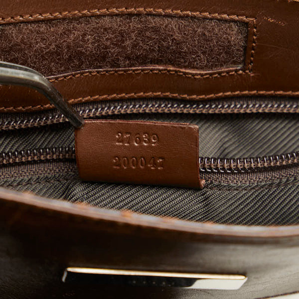 グッチ GGキャンバス 斜め掛け ショルダーバッグ 27639 ベージュ ブラウン キャンバス レザー レディース GUCCI 【中古】