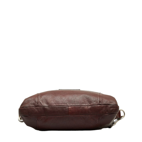 グッチ メッセンジャーバッグ クレスト 斜め掛け ショルダーバッグ 189684 ブラウン レザー レディース GUCCI 【中古】