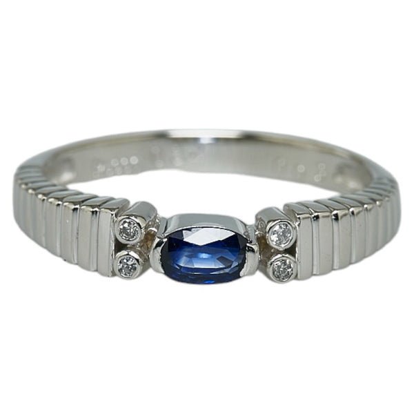 Pt900 プラチナ サファイア0.32ct ダイヤ0.03ct リング 指輪 レディース 14号 【中古】