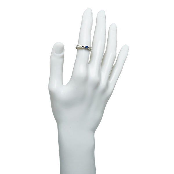 Pt900 プラチナ サファイア0.32ct ダイヤ0.03ct リング 指輪 レディース 14号 【中古】