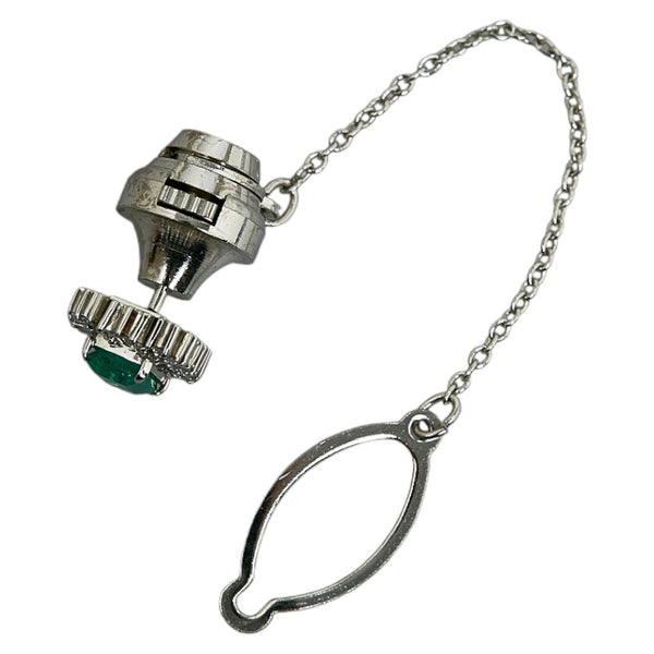 Pt900 プラチナ エメラルド0.62ｃｔ ダイヤ0.192ｃｔ タイピン レディース 【中古】