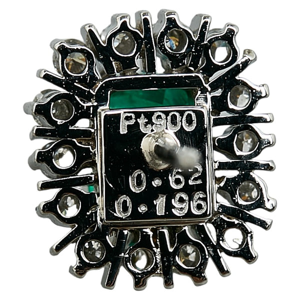 Pt900 プラチナ エメラルド0.62ｃｔ ダイヤ0.192ｃｔ タイピン レディース 【中古】