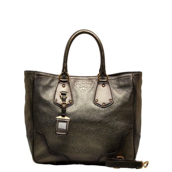 プラダ ハンドバッグ ショルダーバッグ 2WAY シャンパンゴールド レザー レディース PRADA 【中古】