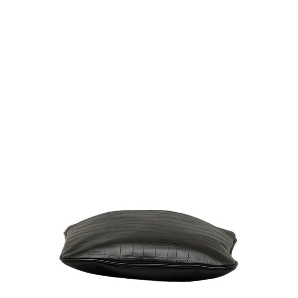 エンポリオ アルマーニ クロコ型押し 斜め掛け ショルダーバッグ ブラック レザー メンズ Emporio Armani 【中古】
