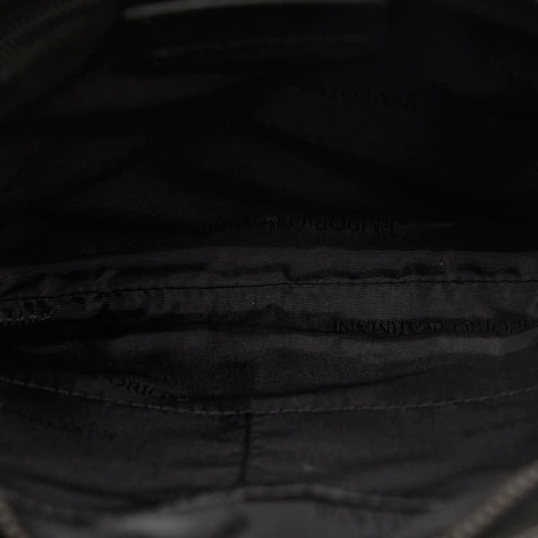 エンポリオ アルマーニ クロコ型押し 斜め掛け ショルダーバッグ ブラック レザー メンズ Emporio Armani 【中古】