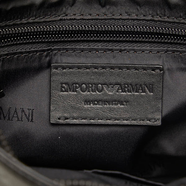エンポリオ アルマーニ クロコ型押し 斜め掛け ショルダーバッグ ブラック レザー メンズ Emporio Armani 【中古】