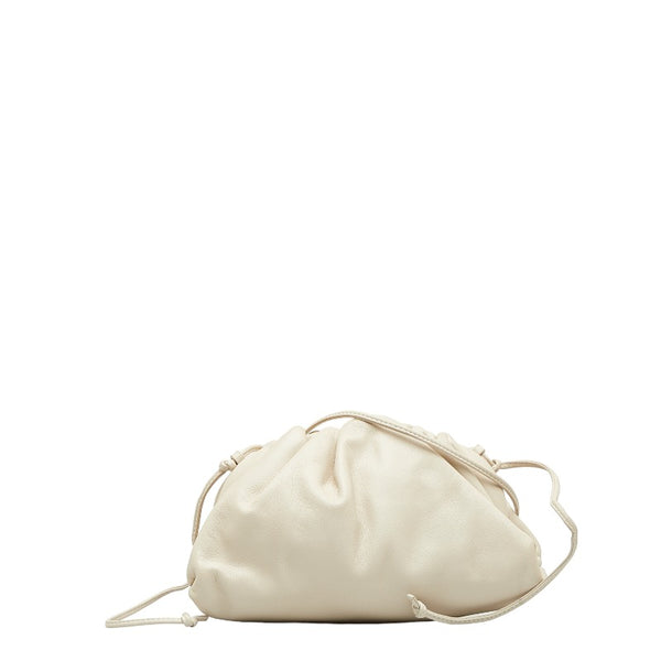 ボッテガヴェネタ がま口 ミニ ショルダーバッグ ホワイト アイボリー レザー レディース BOTTEGAVENETA 【中古】