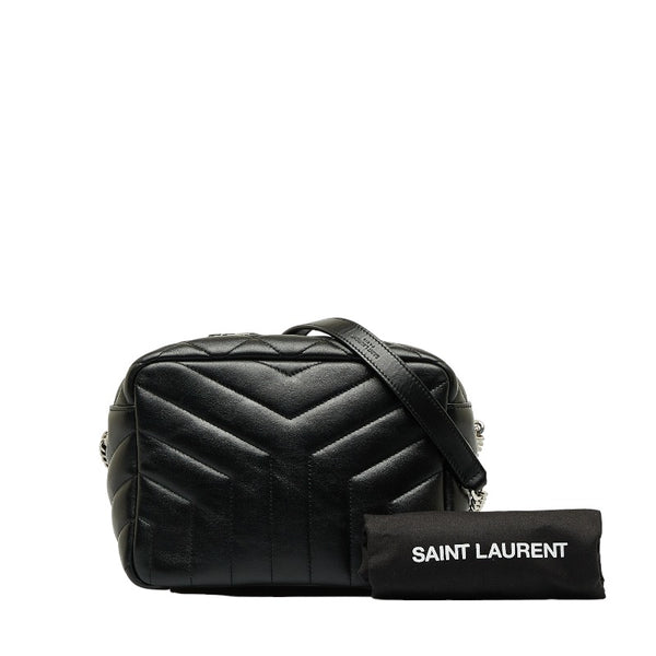 サンローラン ルル 斜め掛け チェーン ショルダーバッグ ボーリングバッグ 454317 ブラック レザー レディース SAINT LAURENT 【中古】