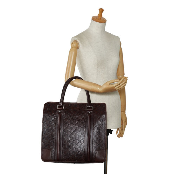 グッチ グッチシマ トートバッグ ハンドバッグ ビジネスバッグ 145842 ブラウン PVC レザー メンズ GUCCI 【中古】