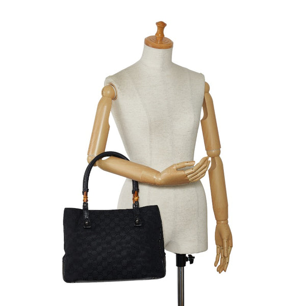 グッチ GGキャンバス バンブー ハンドバッグ トートバッグ 112526 ブラック キャンバス レディース GUCCI 【中古】