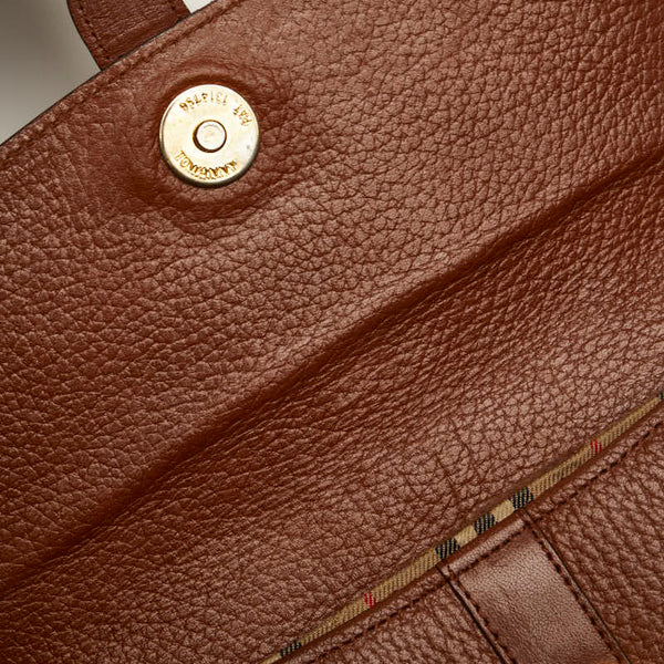 バーバリー ヴィンテージ ノバチェック シャドーホース 斜め掛け ショルダーバッグ ブラウン レザー レディース BURBERRY 【中古】
