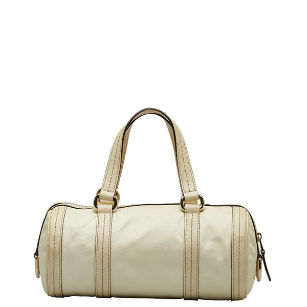 グッチ ドゥケッサ リボン クレストチャーム ハンドバッグ ミニボストンバッグ 181485 アイボリー レザー レディース GUCCI 【中古】