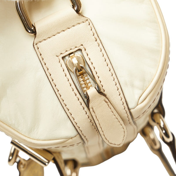 グッチ ドゥケッサ リボン クレストチャーム ハンドバッグ ミニボストンバッグ 181485 アイボリー レザー レディース GUCCI 【中古】