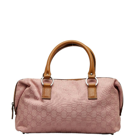 グッチ GGキャンバス ハンドバッグ ミニボストンバッグ 113009 ピンク ベージュ キャンバス レザー レディース GUCCI 【中古】