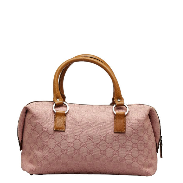 グッチ GGキャンバス ハンドバッグ ミニボストンバッグ 113009 ピンク ベージュ キャンバス レザー レディース GUCCI 【中古】