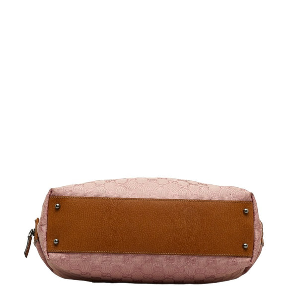 グッチ GGキャンバス ハンドバッグ ミニボストンバッグ 113009 ピンク ベージュ キャンバス レザー レディース GUCCI 【中古】