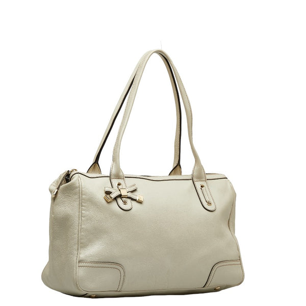 グッチ プリンシー リボン ショルダーバッグ トートバッグ 177052 アイボリー レザー レディース GUCCI 【中古】