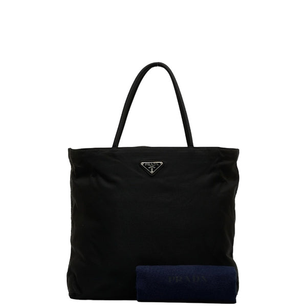 プラダ 三角ロゴプレート  ハンドバッグ トートバッグ ブラック ナイロン レディース PRADA 【中古】