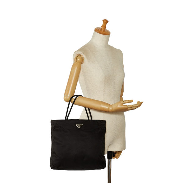 プラダ 三角ロゴプレート  ハンドバッグ トートバッグ ブラック ナイロン レディース PRADA 【中古】