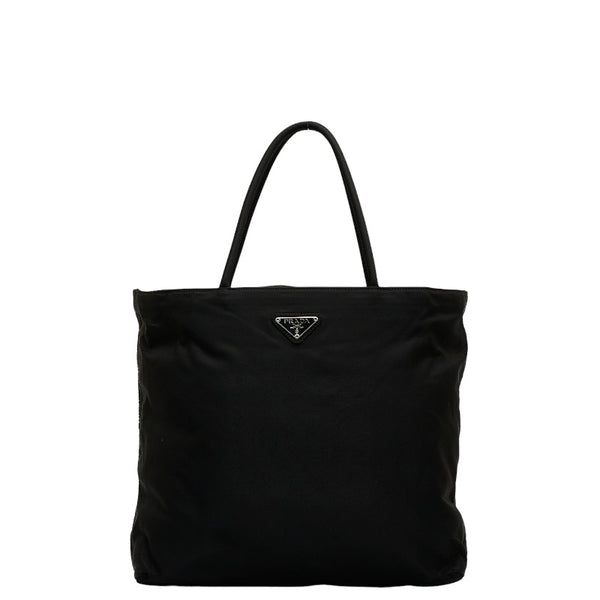 プラダ 三角ロゴプレート  ハンドバッグ トートバッグ ブラック ナイロン レディース PRADA 【中古】