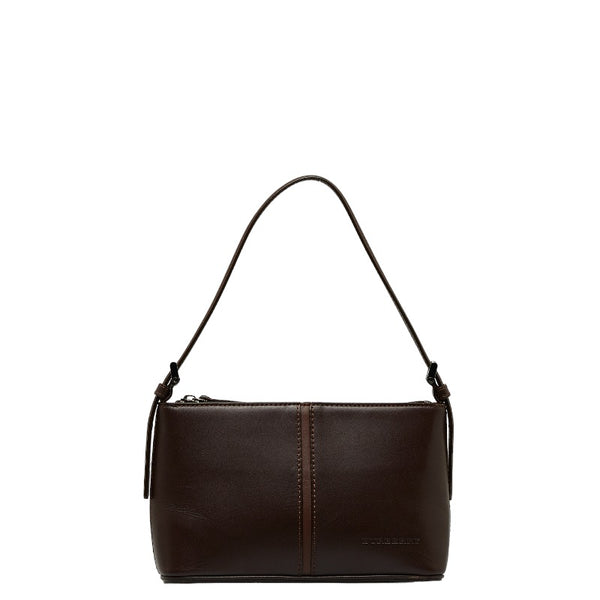 バーバリー ノバチェック ロゴ型押し ワンショルダーバッグ ブラウン レザー レディース BURBERRY 【中古】