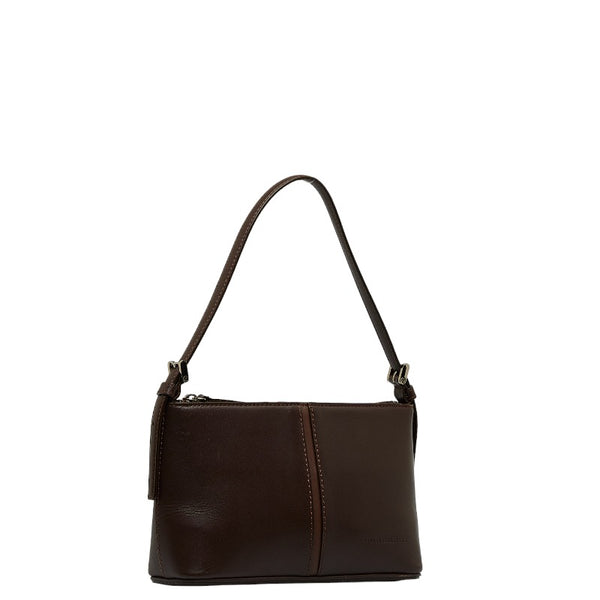バーバリー ノバチェック ロゴ型押し ワンショルダーバッグ ブラウン レザー レディース BURBERRY 【中古】
